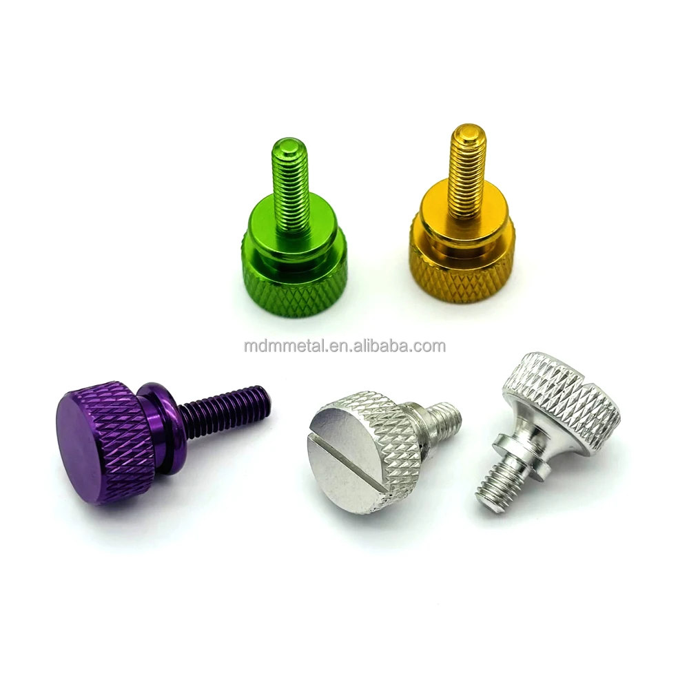 Colorful Anodized Aluminum Knurled Hand Drive Screws Thumb Screws M3