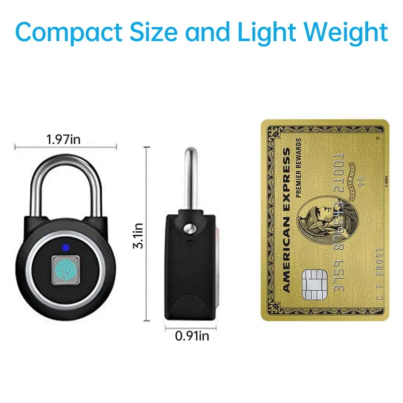 Gym Sports Bike School Fence and Storage Biometric Water Resistant Fingerprint Padlock Blue Tooth Lock Mobile APP Smart Padlock