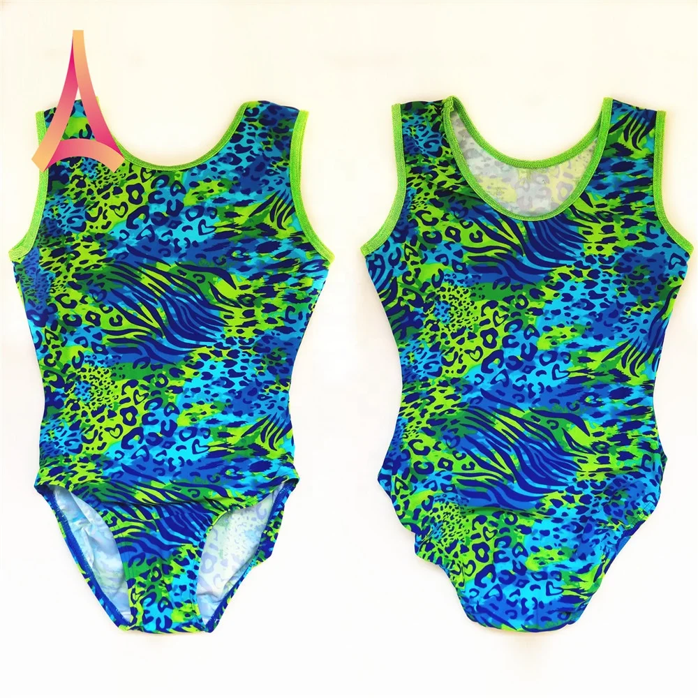 Рекламная акция Детские гимнастические трико из нейлона и спандекса с изветочным синим леопардовым принтом