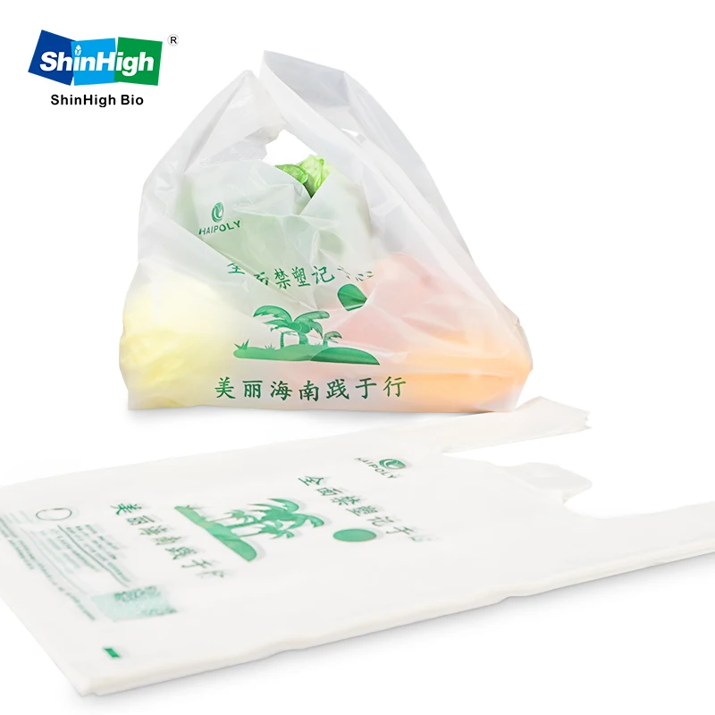 Ecofriendly packaging pla pbat t-shirt compostable biodegradable shopping bags wholesale