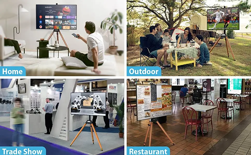 32 inch - 75 inch large wall wood tv floor stand modern furniture portable metal tv stand with mount vesa 600x400mm stand for tv