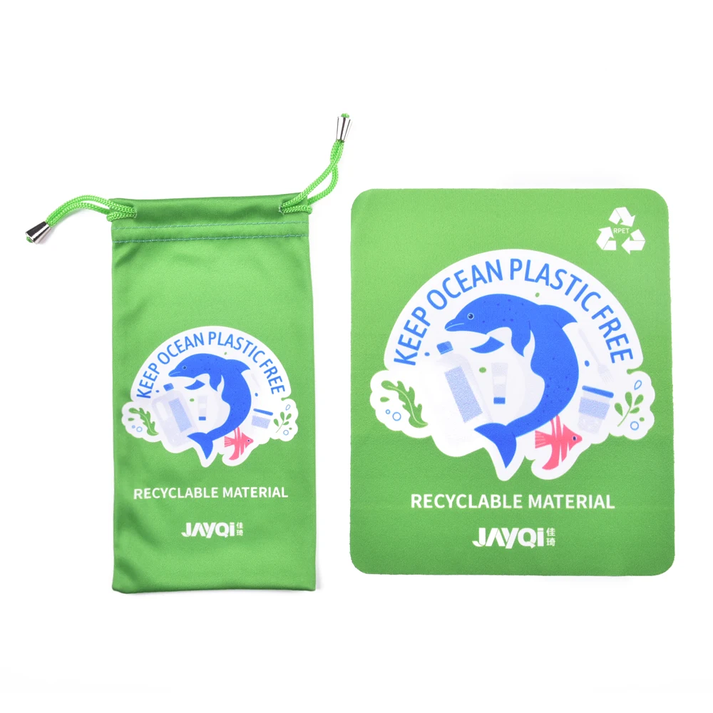 JAYQI Customize Microfiber RPET Eye Glasses Wiping Cloth Glasses Pouch And Cleaning Cloth