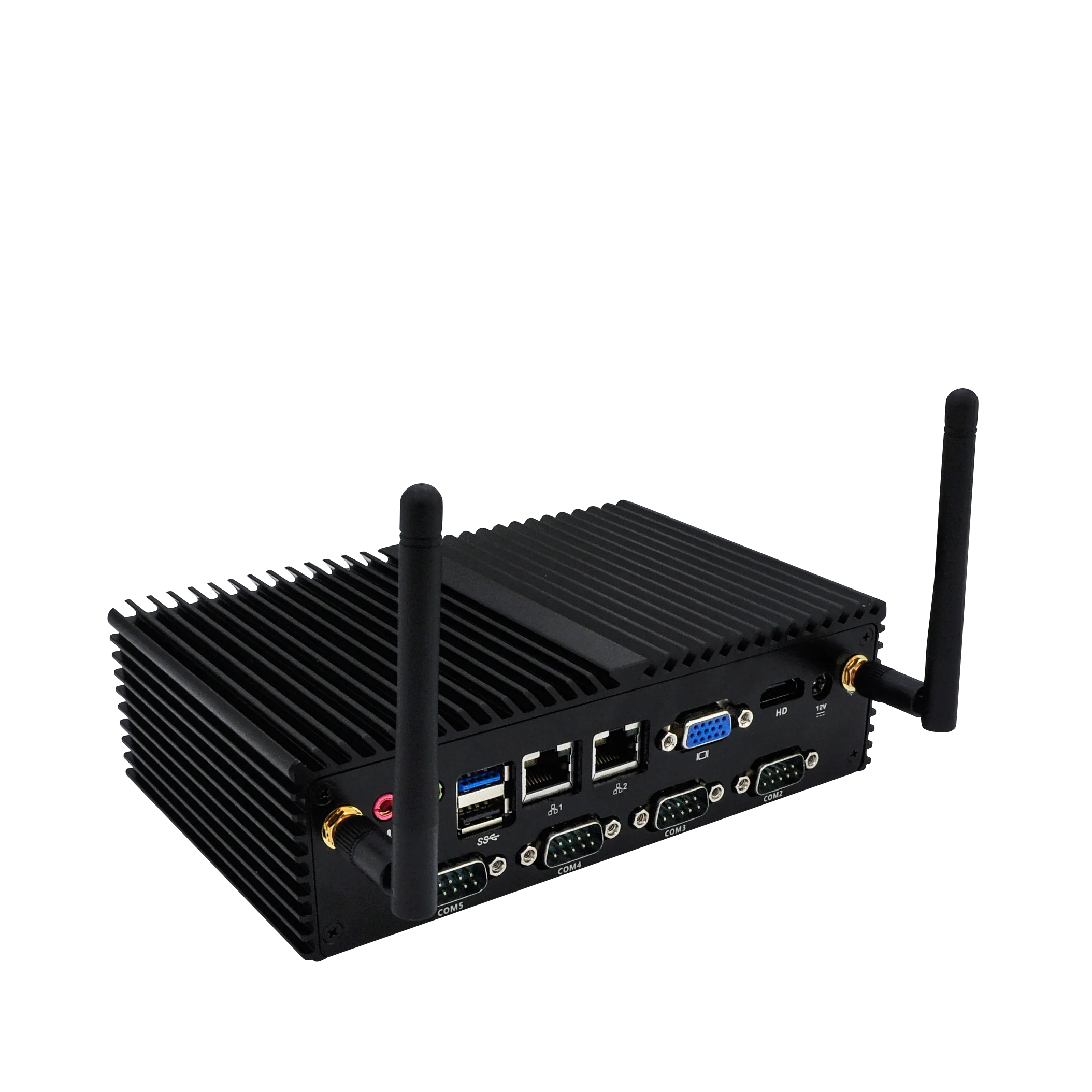 8 ГБ оперативная память Intel Celeron J1900 4 RJ45 OEM промышленных Barebone безвентиляторный мини ПК LAN порты и разъёмы