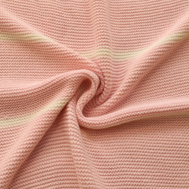 Custom double bed couch sofa 100% wool cotton linen throw knitted baby blanket for autumn and winter