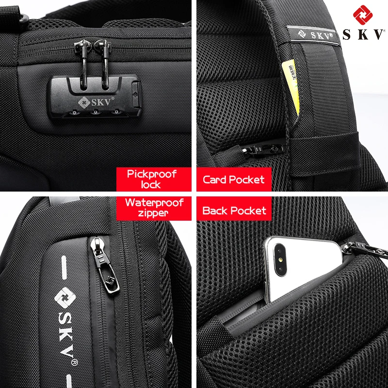 Hot sale fashion mens travel waterproof chest bag USB charging Cross body Sling Bag Men Crossbody Bag with Lock