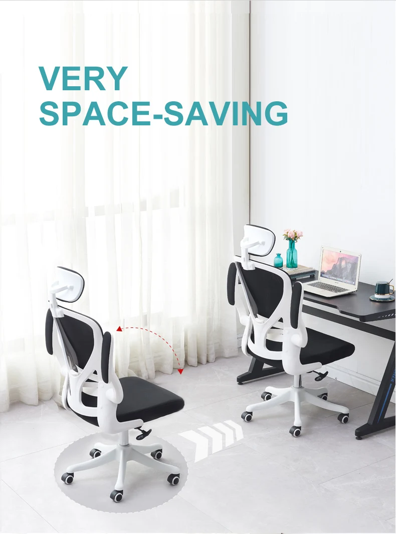 Open Workstation Adjust High Back Ergonomic Office Chair And Table Office Mesh Chair With Headrest