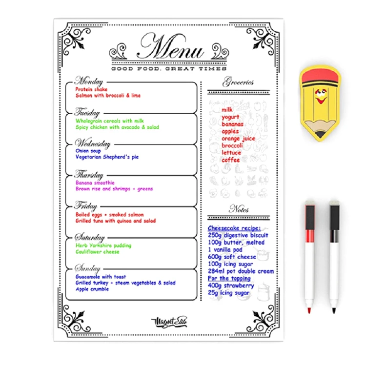 eco custom soft colorful magnetic chore chart for kids with marker dry erase
