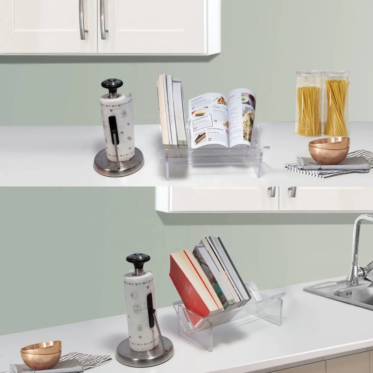 Acrylic CD Book Storage Organizer Clear Modern Magazine Holder Bookcase Tabletop Bookshelves Rack for Office Home Shelf Display