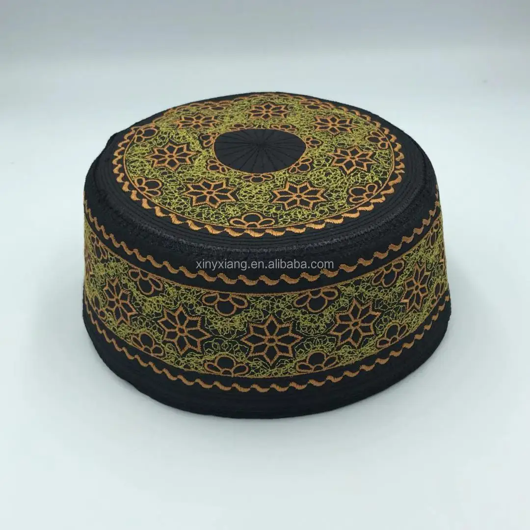 Factory Wholesale Men Muslim Prayer Kufi Hat Prayer Headwear Cap Islamic Beanie Skull Cap Embroidery Kofia Topi Sun Hats