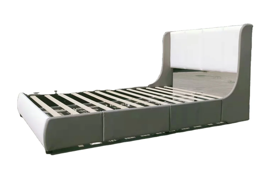 Fashionable Models Support Upholstered Queen Size Upholstered Bed With LED  Light