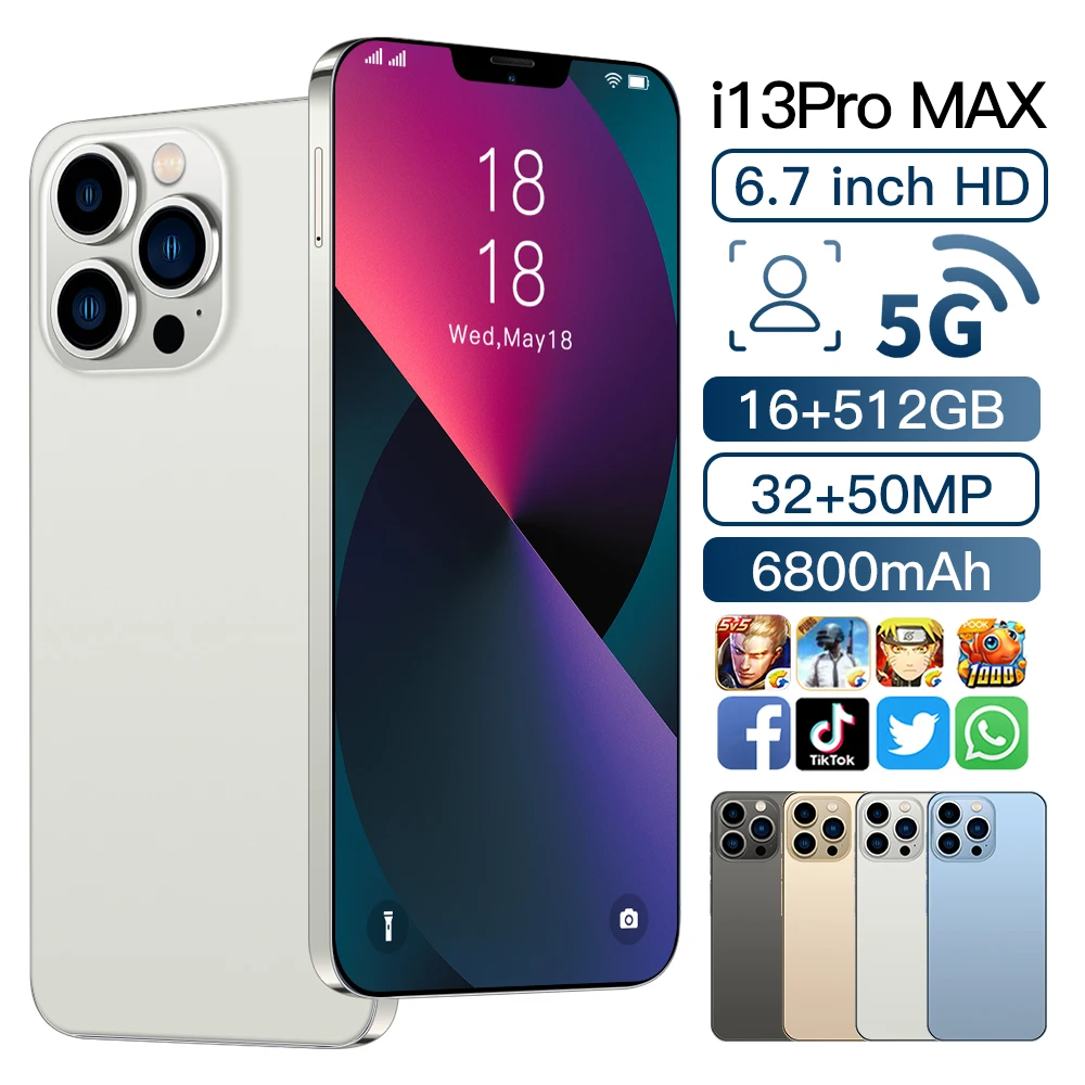 global version i13 pro max Android Smartphone 3G 4G 5G Cell Phones 16+512GB Smart Mobile phone 7.5 inch screen celular