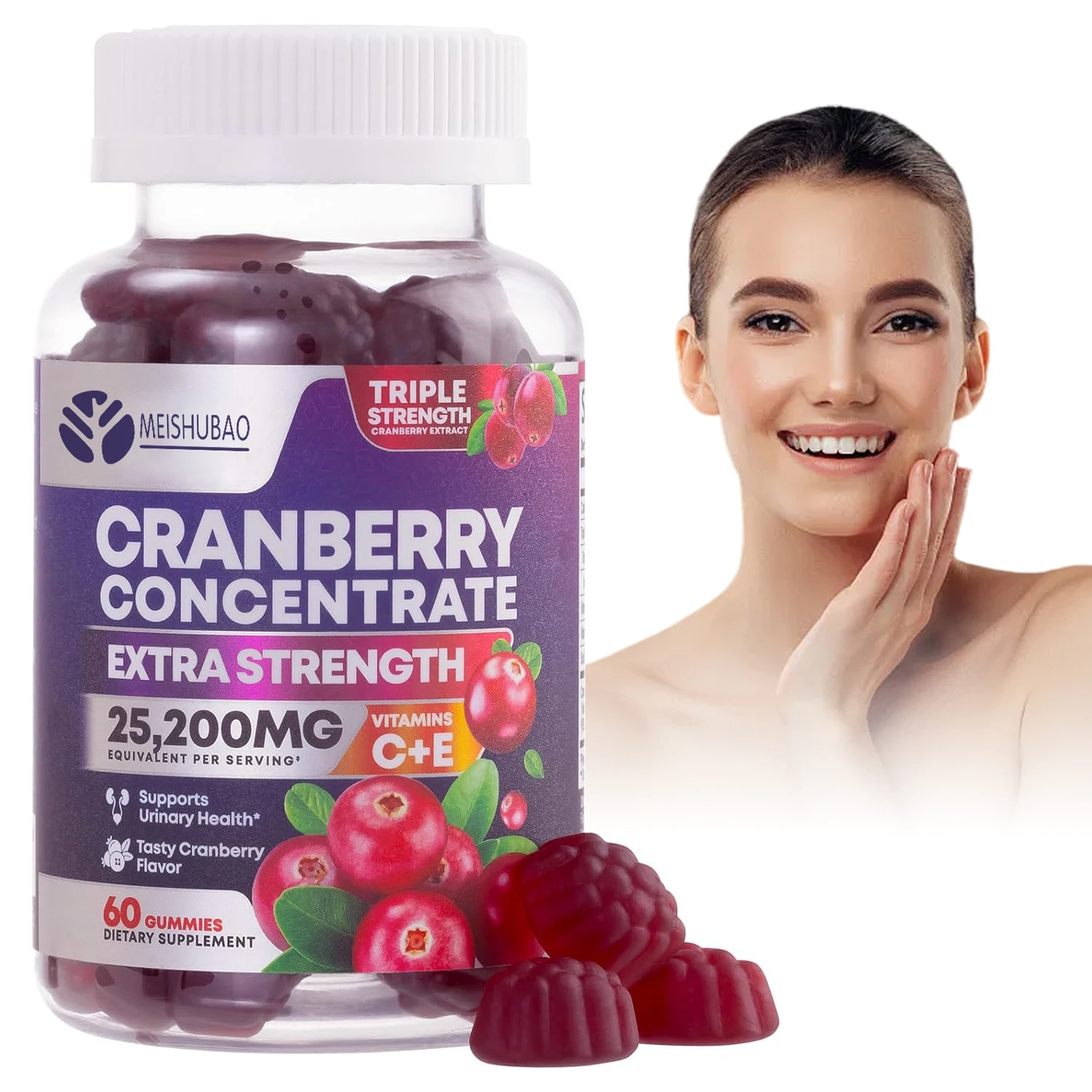Specially designed cranberry gummies vegan pink cranberry probiotic gummies cranberry pectin gummy
