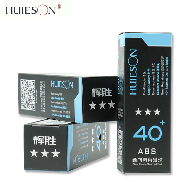 
HUIESON OEM Custom Printing Logo Box Packed Plastic 40+ New Materials ABS Professional 3 Stars Ping Pong Ball Table Tennsi Ball 