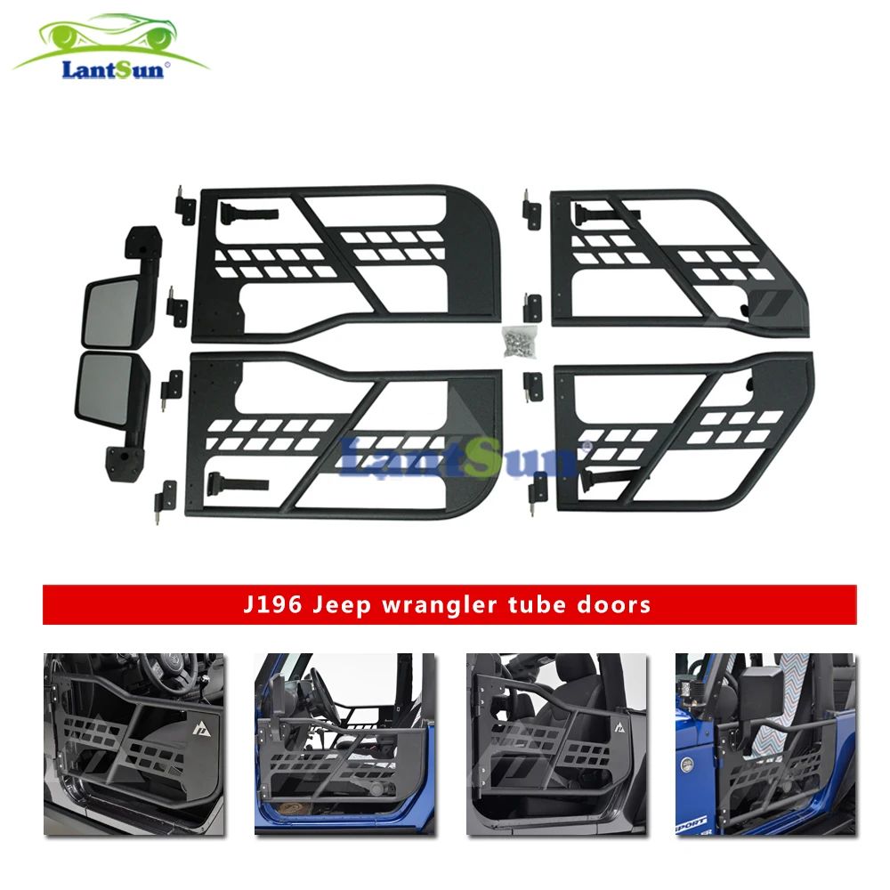 Lantsun J196 стальная полудверь для джипа для Wrangler JK 4 дверная трубчатая дверь с зеркалами и замками без петель