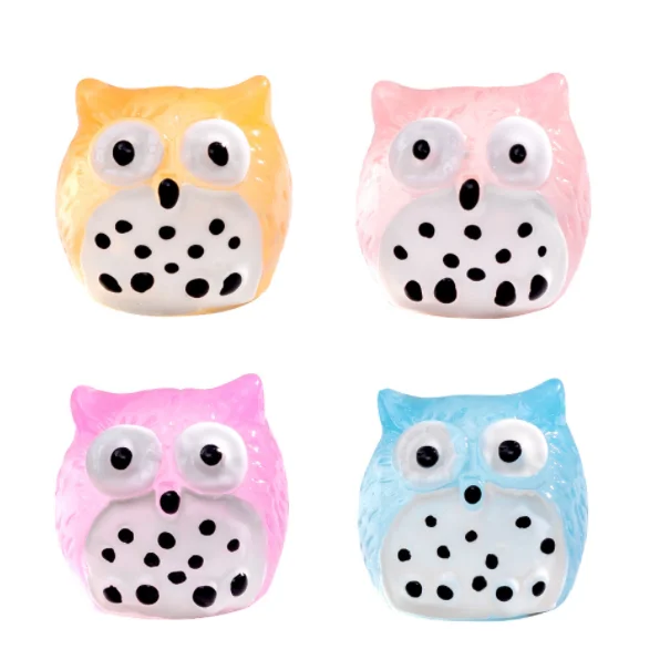 miniature luminous terrarium figurine lucky owl resin small animals sculpture statue growing in the dark fairy garden decoration