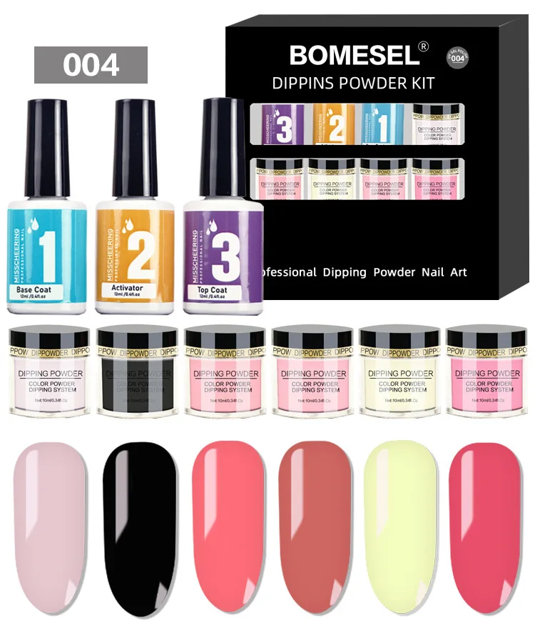 5 colors Nail art Dipping powder kit set No baking light French nail polish dipping powder  nail kit system