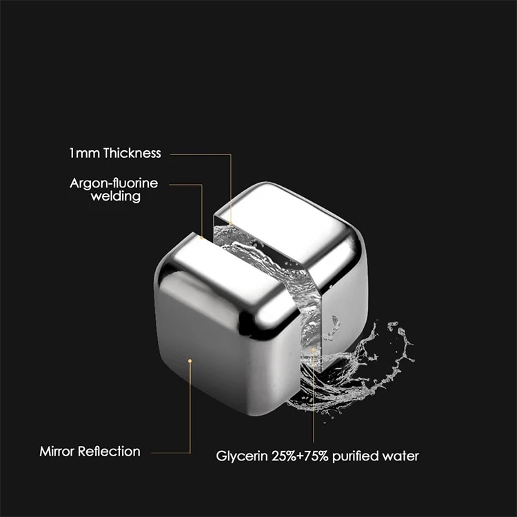 Factory Wholesale Custom Logo Hot sales Ice Cube Whiskey Stones Gift Stainless Steel Custom OEM Customized Box Logo