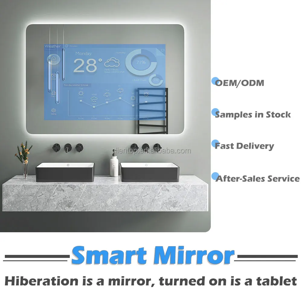 Sense Of Technology Wall Mounted Floor Standing Make Up Magic Mirror Full Function Glass Touch Screen Wifi Smart Mirror