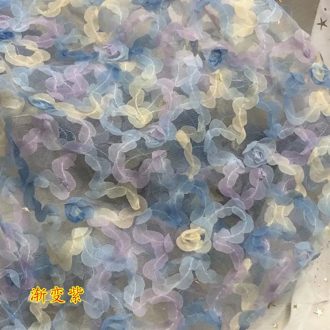 soft hand feeling  colorful dribbling embroidered net fabric doll dress  decoration children dress fabric