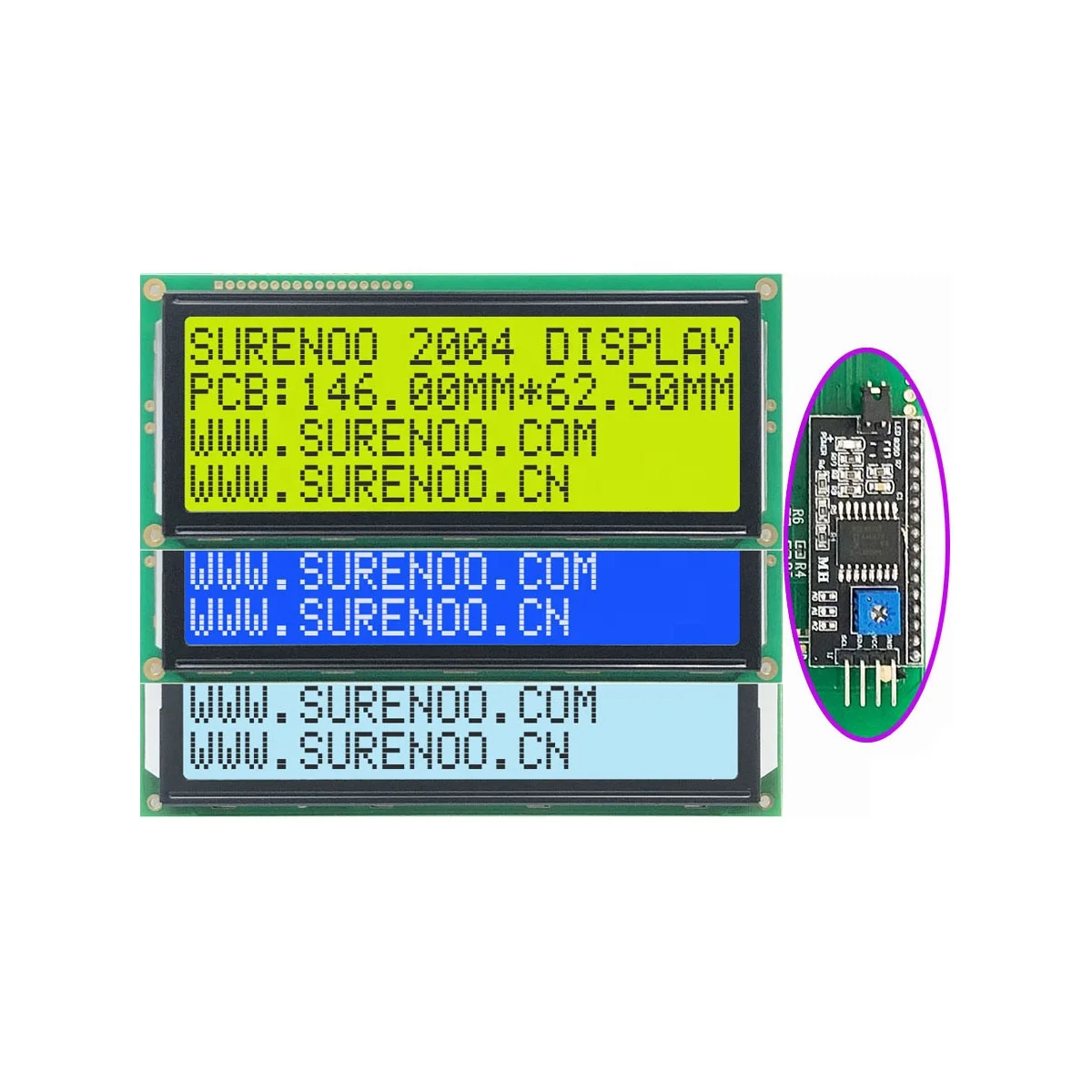 
204 2004 20X4 Larger Size Serial I2C IIC FSTN STN Blue Yellow Green White Character LCD Module Display Screen Panel LCM 
