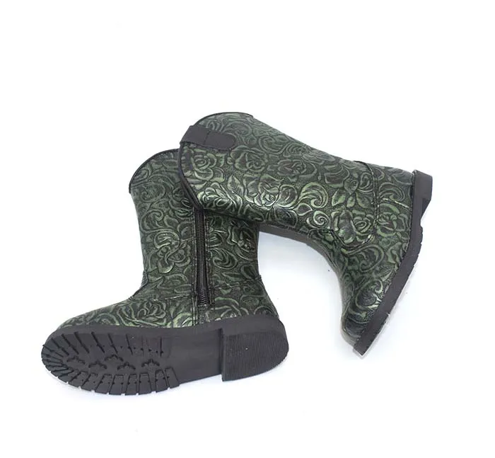 green floral western baby toddler kids high cowboy boots girls