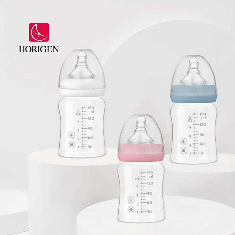 factory wholesale Accept high quality newborn baby milk bottle high borosilicate baby glass feeding bottle