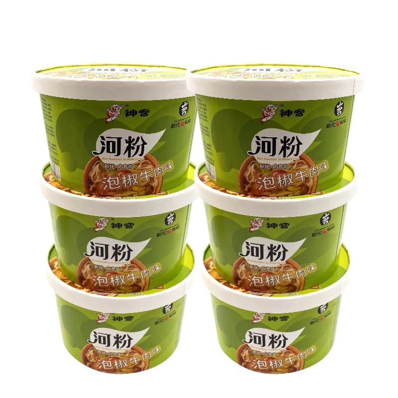 Jingong Jintang Fat Beef Flavor Pickled Pepper River Noodles Non-fried Barrels Full Box No-cooking Instant Cantonese Rice Noodle