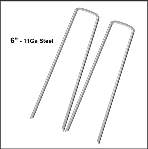 GardenMate 50-Pack 6' 11 Gauge Heavy-Duty U-Shaped Garden Securing Stakes/Spikes/Pins/Pegs - Sod Staples for Anchoring Weed Bar