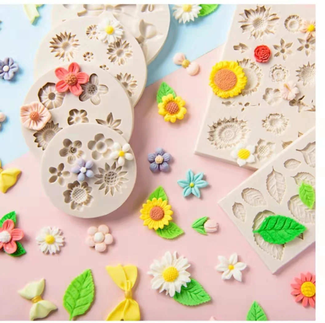 wholesale tiny fancy Hyperfine flower Cake ornament fondant cake flower shape silicone cake mold