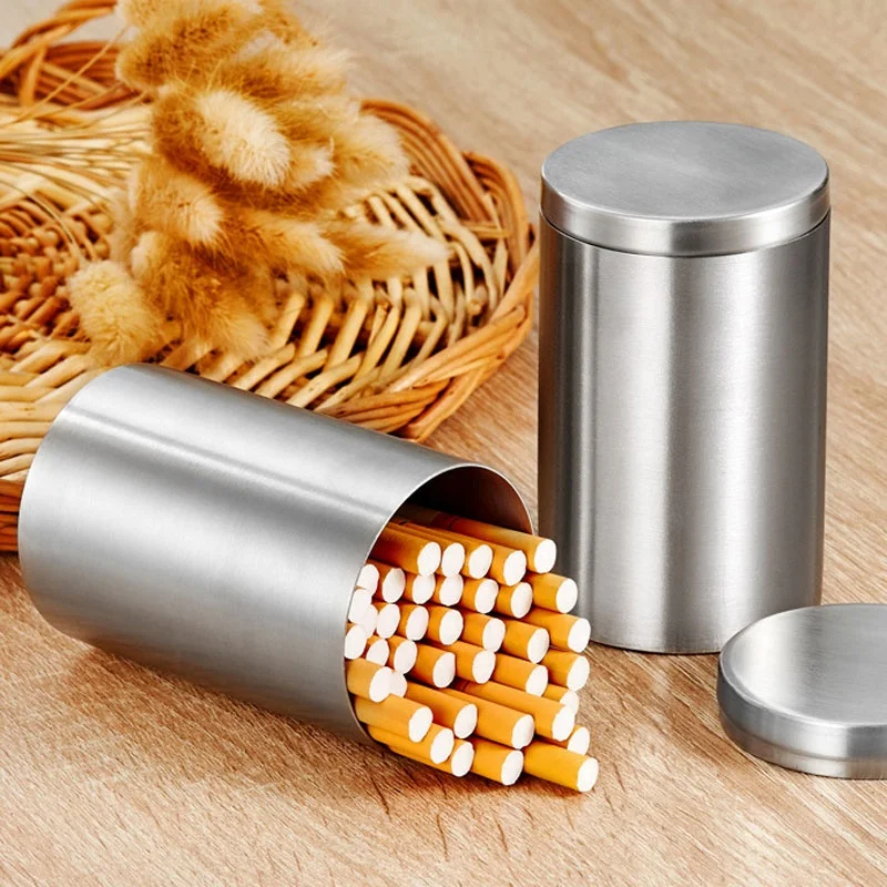 
Custom Stainless Steel Sealed Cans Portable Travel cigarette container Outdoor Smell Proof Airtight herb holder stash jar 