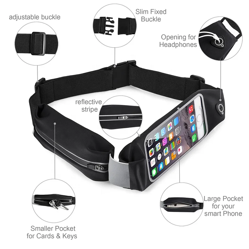 Custom Outdoor Sports Waterproof Elastic Window Touch Screen Fitness Running Phone Pouch Belt Waist Bag