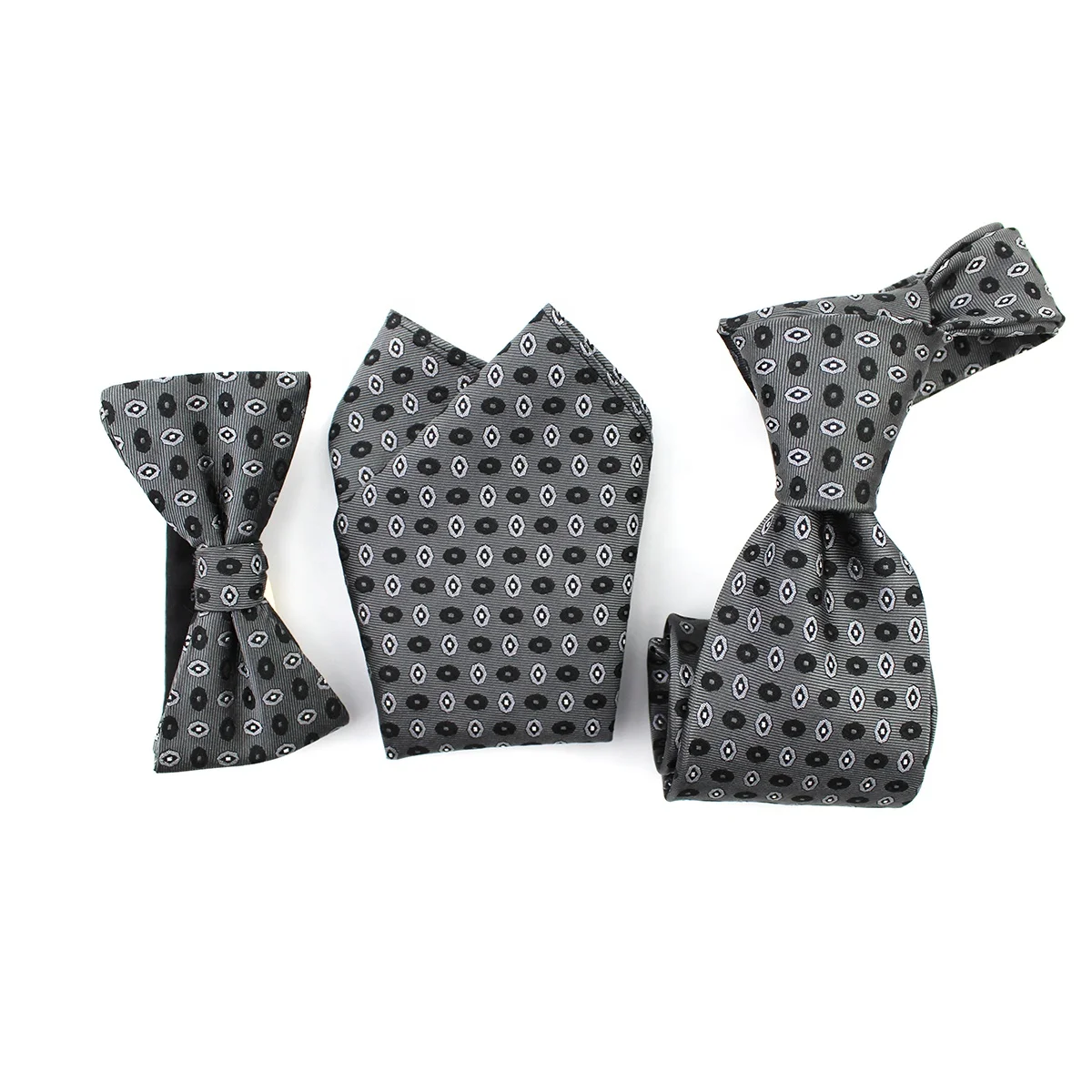 China Supplier Handmade Wholesale Bow Tie Hanky Cufflinks Mens Fashion Premium Custom Woven Eye Shengzhou Necktie Hanky Silk