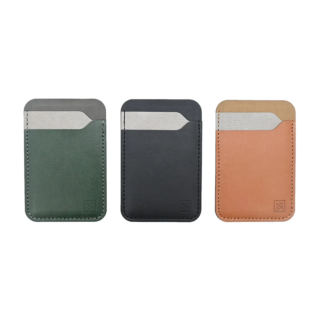 Strong Magnet Two Card Slots Custom Color Logo Foldable PU Leather Magnetic mobile phone wallet case card holder