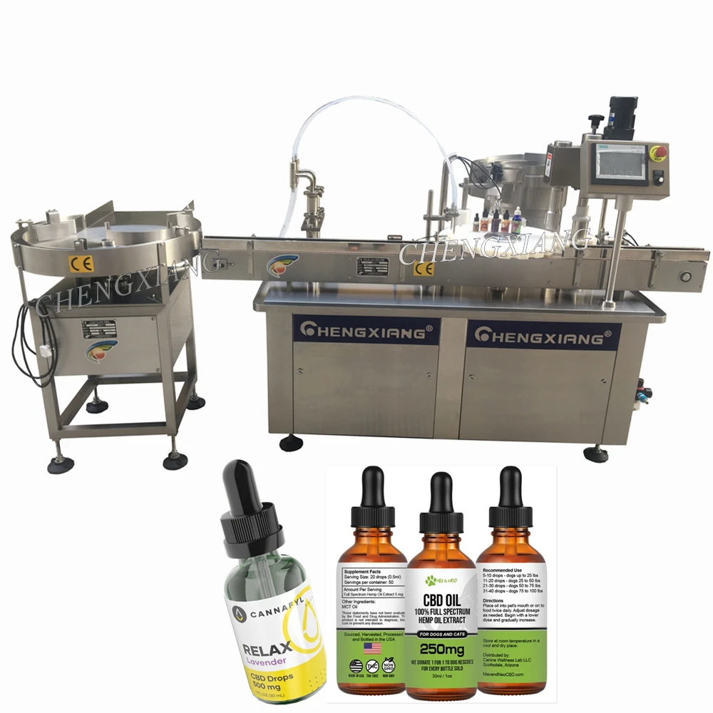 
PLC control 10ml 30ml 50ml hemp cbd oil skin therapy oil filling machine 