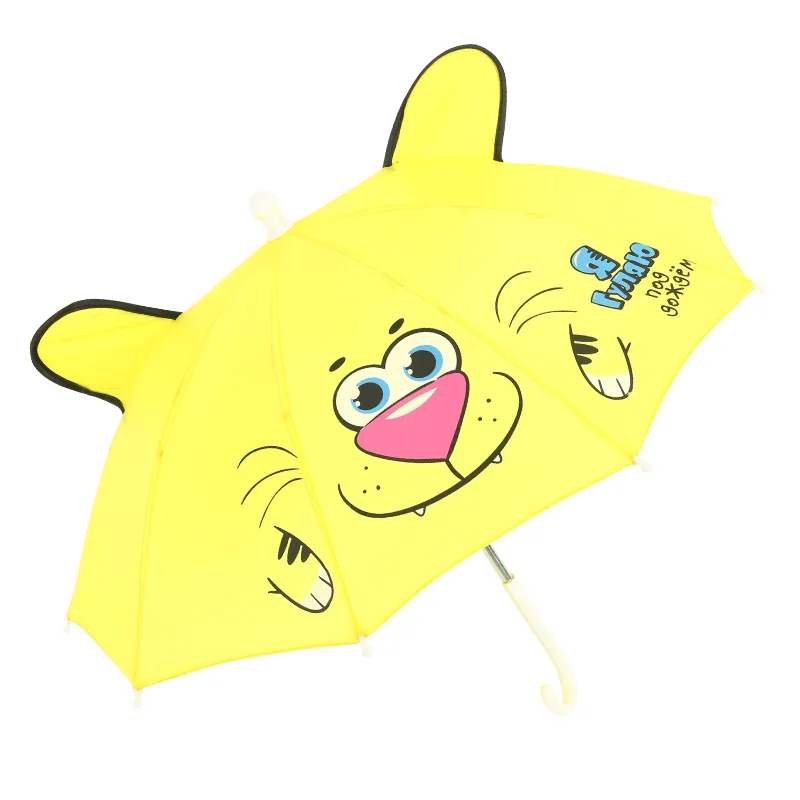 Hot Selling Cute Cartoon 3D Ear Kids Umbrella Candy Color Waterproof Mini Straight Umbrellas for 1-3 Years Old Children Gifts
