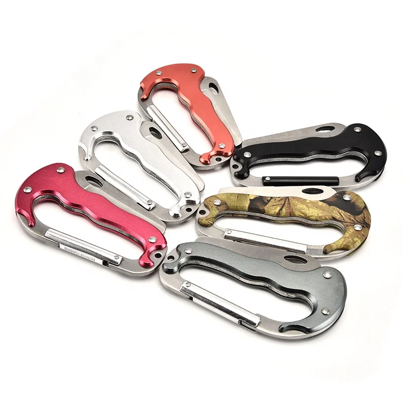 Camping Climbing Survival Gear Multi Tool Locking Carabiner With Pocket Knife