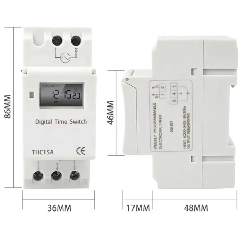 Programmable Digital TIME Relay Timer Switch Control AC 220V 110V 12V 24V Din Rail Mount THC15A