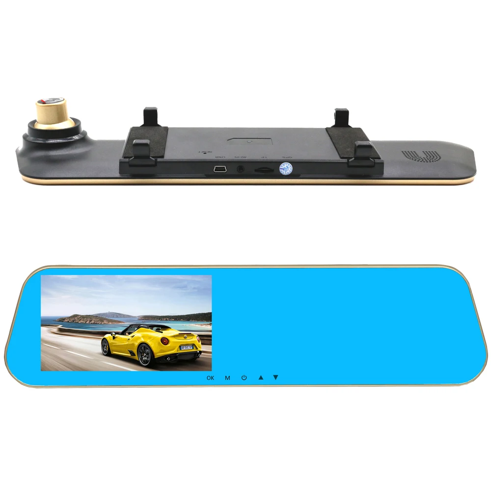 4,3 дюймов 1080 P двойной объектив резервного копирования Авто сторона заднего вида автомобиля зеркало камера обратный DVR Скрытая камера в автомобиле зеркало