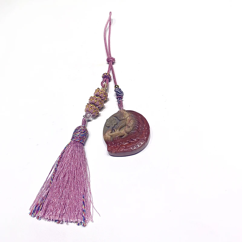 Wholesale natural High Quality crystal Necklace pendant sculpture and  agate carving tassel for gift