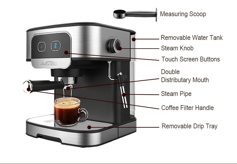 Plus Coffee and Espresso Machine by Aouball Electric Stainless Steel Free Spare Parts,overseas Call Centers
