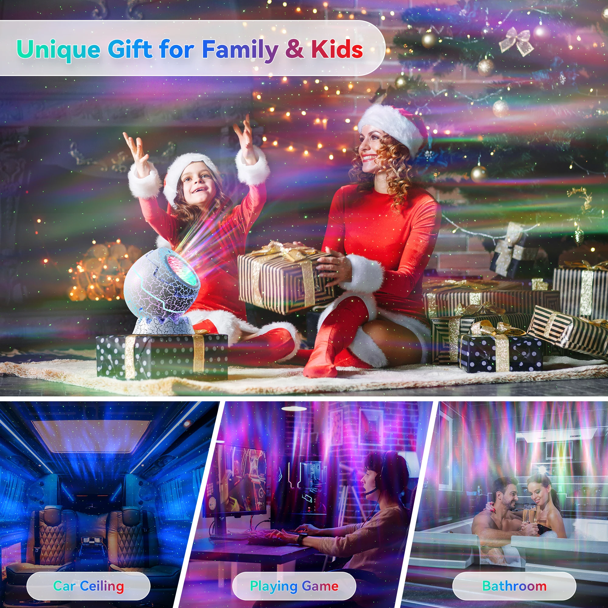 GP08 Dinosaur Eggs Bluetooth Subwoofer Speaker Galaxy Projector Star Projector for Kids Adults Gaming Room Home Theater