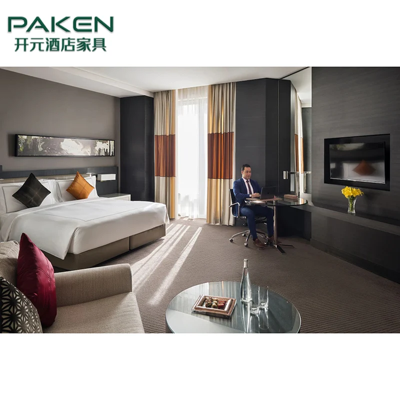 Dubai Ritz Carlton 5 Star Hotel Room Suite Wooden Headboard King Size Bed Luxury Bedroom Sets Hotel Furniture