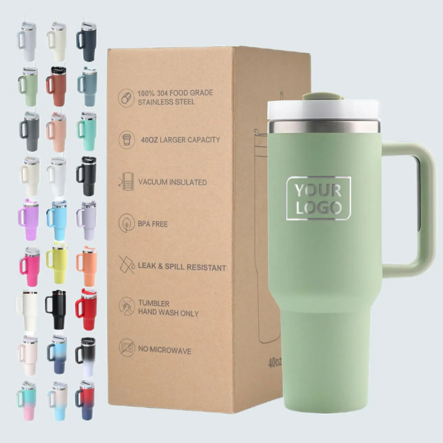 30oz 40oz outdoor mugs cup tumbler wholesale bulk stainless steel 40 oz tumbler with handle lid and straw for Stanley