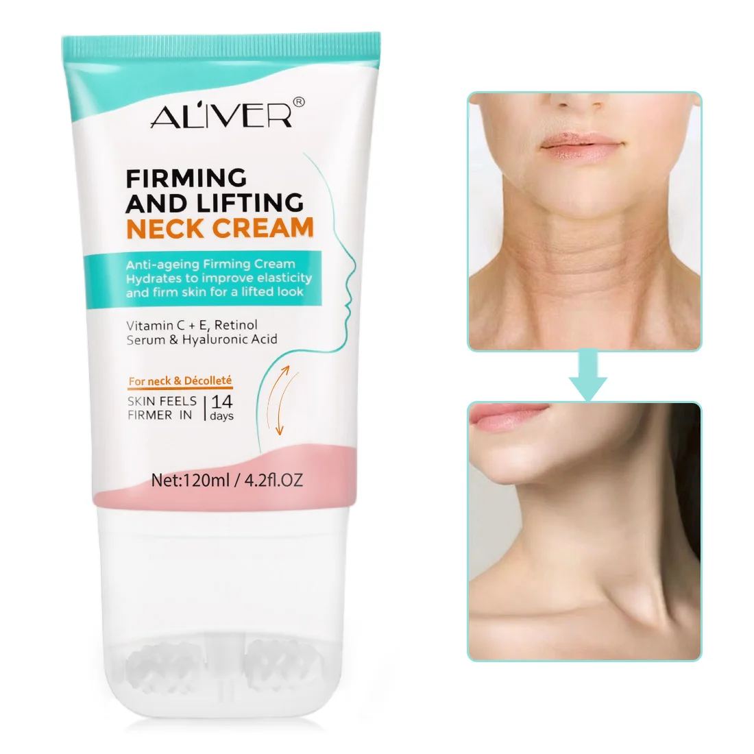 Aliver Neck Cream Double Roller V-type Beauty Neck Cream Anti-aging Lifting Firming Neck Cream Skin Care Product For Women