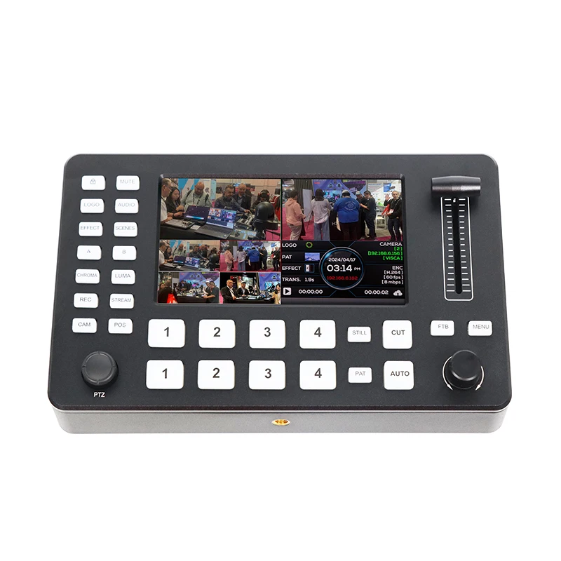 4*HDMI Video Switcher With 5inch Screen Mixer PTZ Control Broadcast Live Production for OBS Vmix