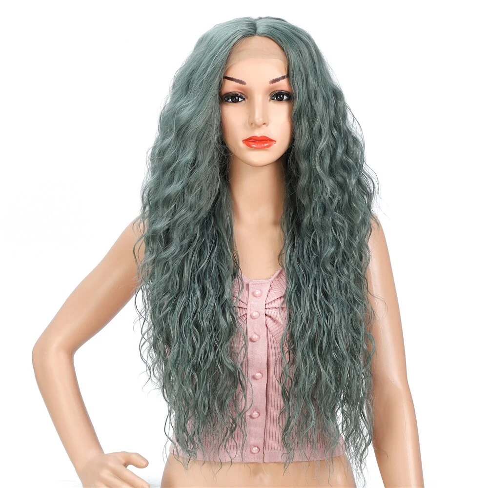 Wholesale Other Artificial Hair Wigs Wine Red green 171/261 Long bob Straight body lace front Wig  Synthetic Heat Resistant