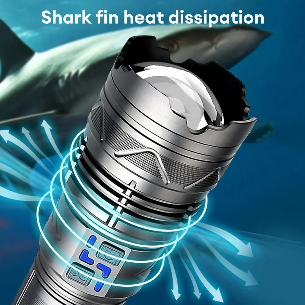 2024 New Outdoor Display High Power 150W Super Bright Spotlight Long Range Zoomable Emergency Led Flashlight