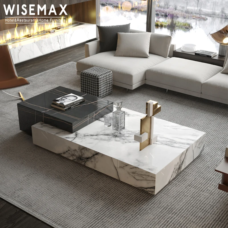 Мебель WISEMAX дизайнерская мебель для гостиной диваны центральный стол прямоугольный кофейный столик из натурального мрамора набор роскошный современный