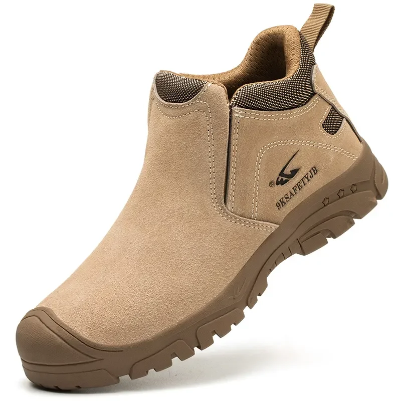 SAFENDER Most Popular Suede Leather Black Anti Puncture Wearable Safety Shoes With Steel Toe