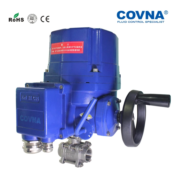 COVNA Motorized Valves 110V 220V Explosion-proof rs 485 2 inch Electric Actuator 3-Piece Ball Valve